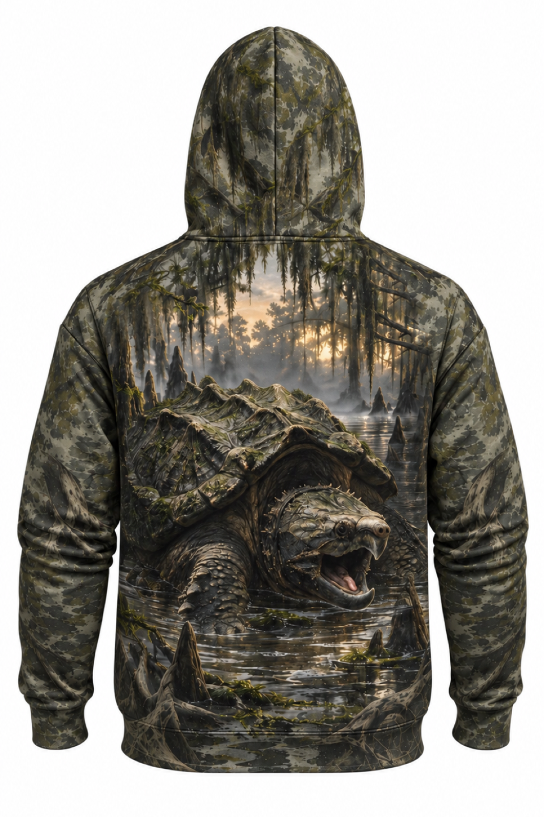 Performance Fleece-Lined Hoodie - Alligator snapping turtle, Cypress Swamp Sentinel image 5