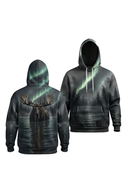 Performance Fleece-Lined Hoodie – Aurora Lake Moose Sovereign image 1