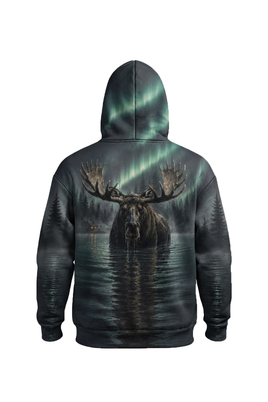 Performance Fleece-Lined Hoodie – Aurora Lake Moose Sovereign image 2