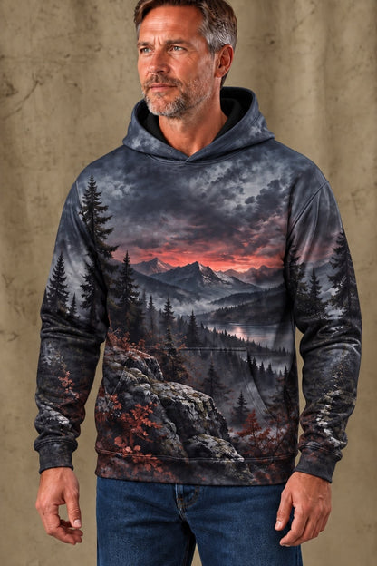 Performance Fleece-Lined Hoodie - Blood Moon Howling Wolf image 3