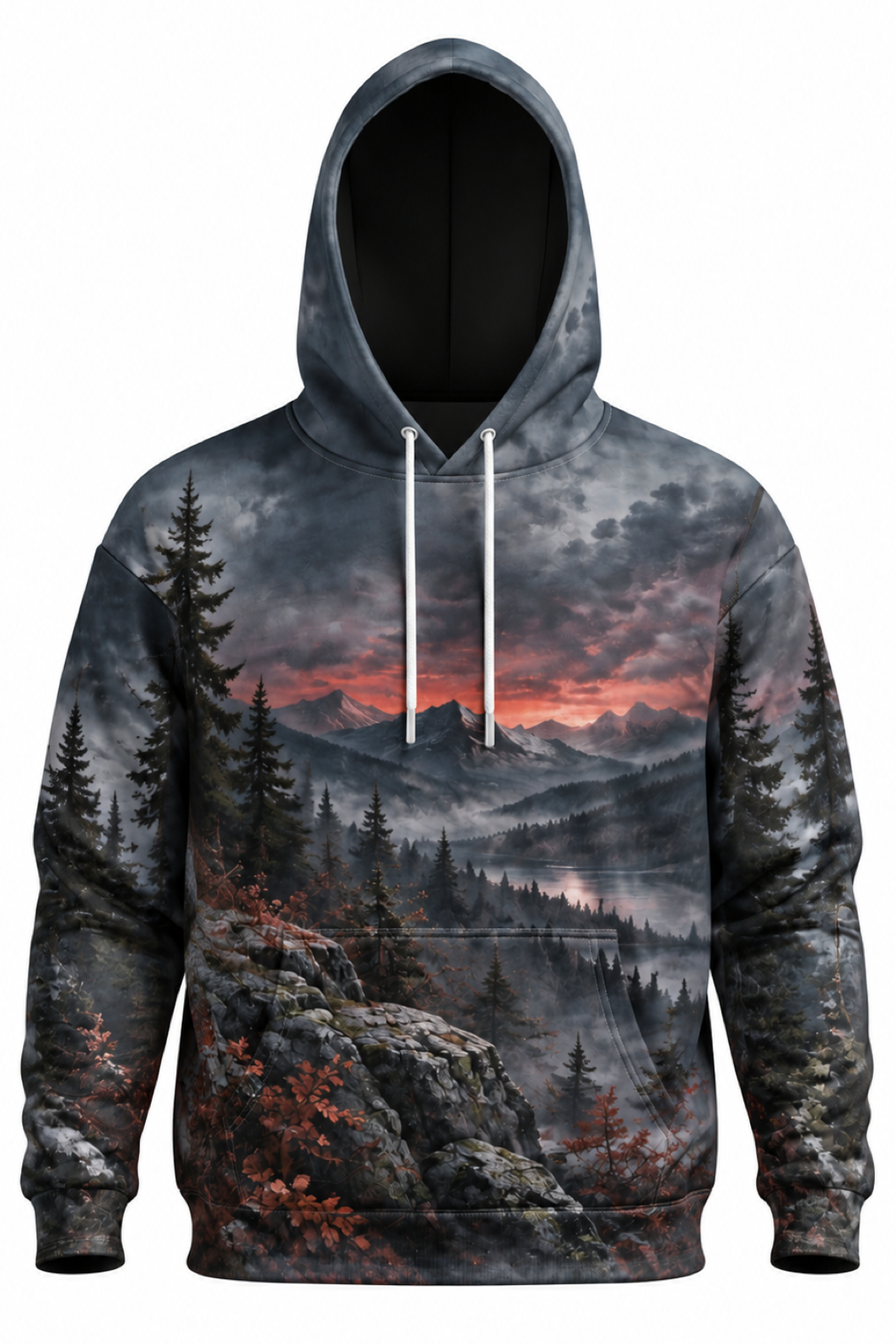 Performance Fleece-Lined Hoodie - Blood Moon Howling Wolf image 6