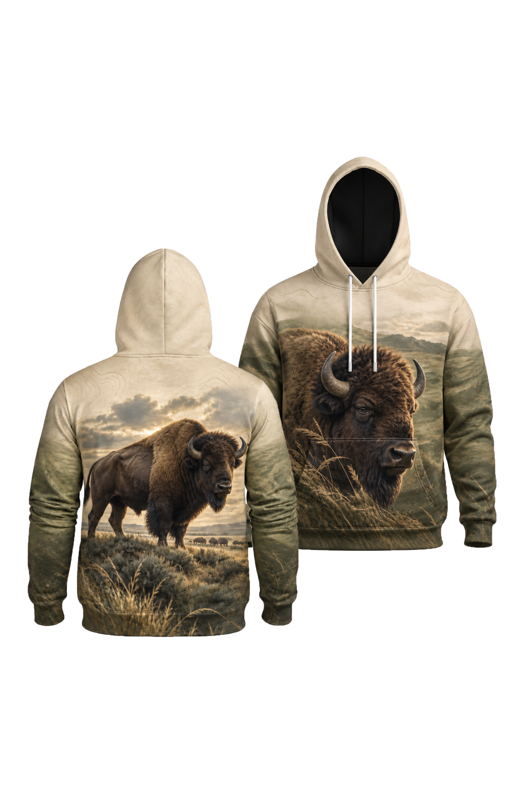 Performance Fleece-Lined Hoodie - Golden Prairie Bison image 1