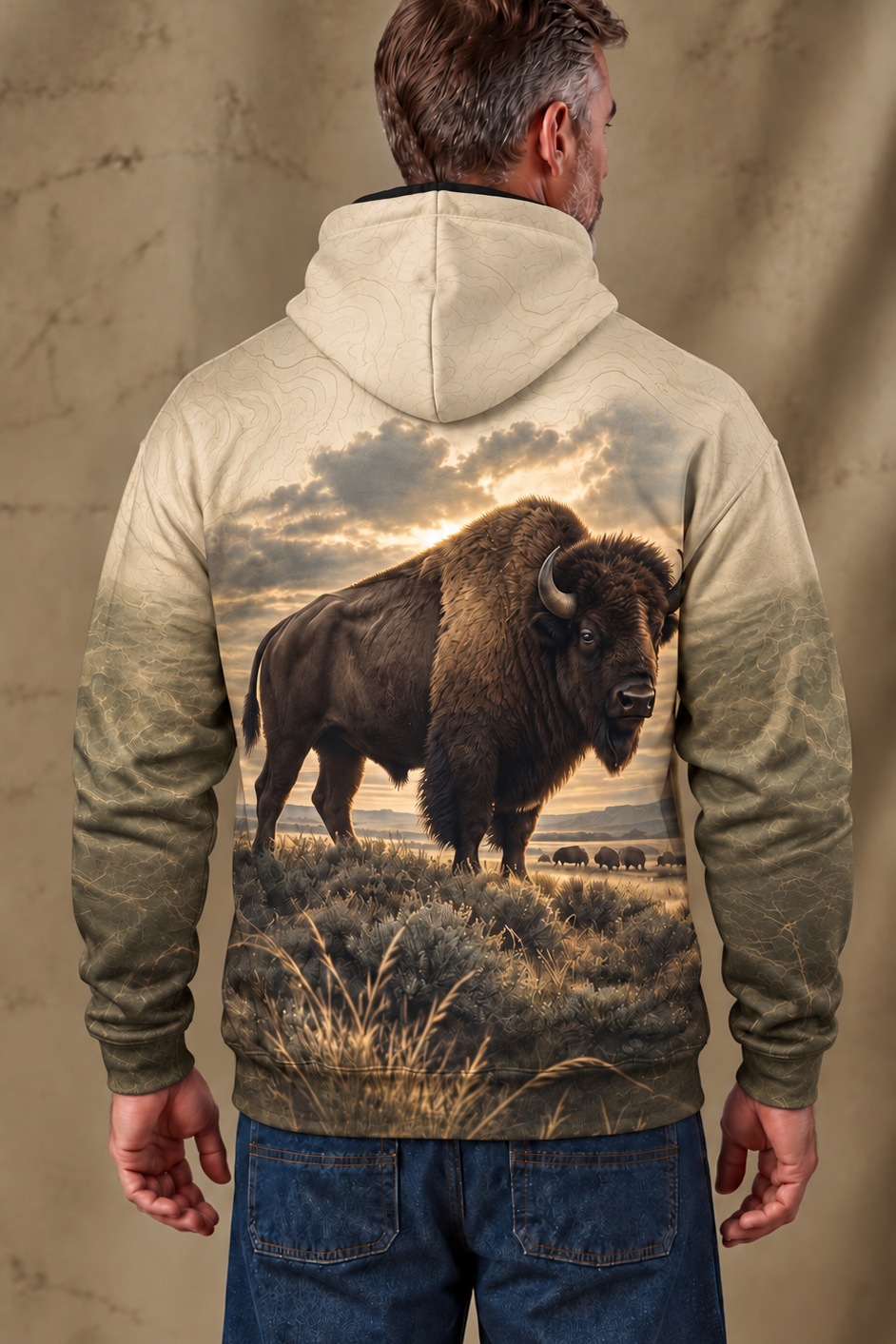 Performance Fleece-Lined Hoodie - Golden Prairie Bison image 2