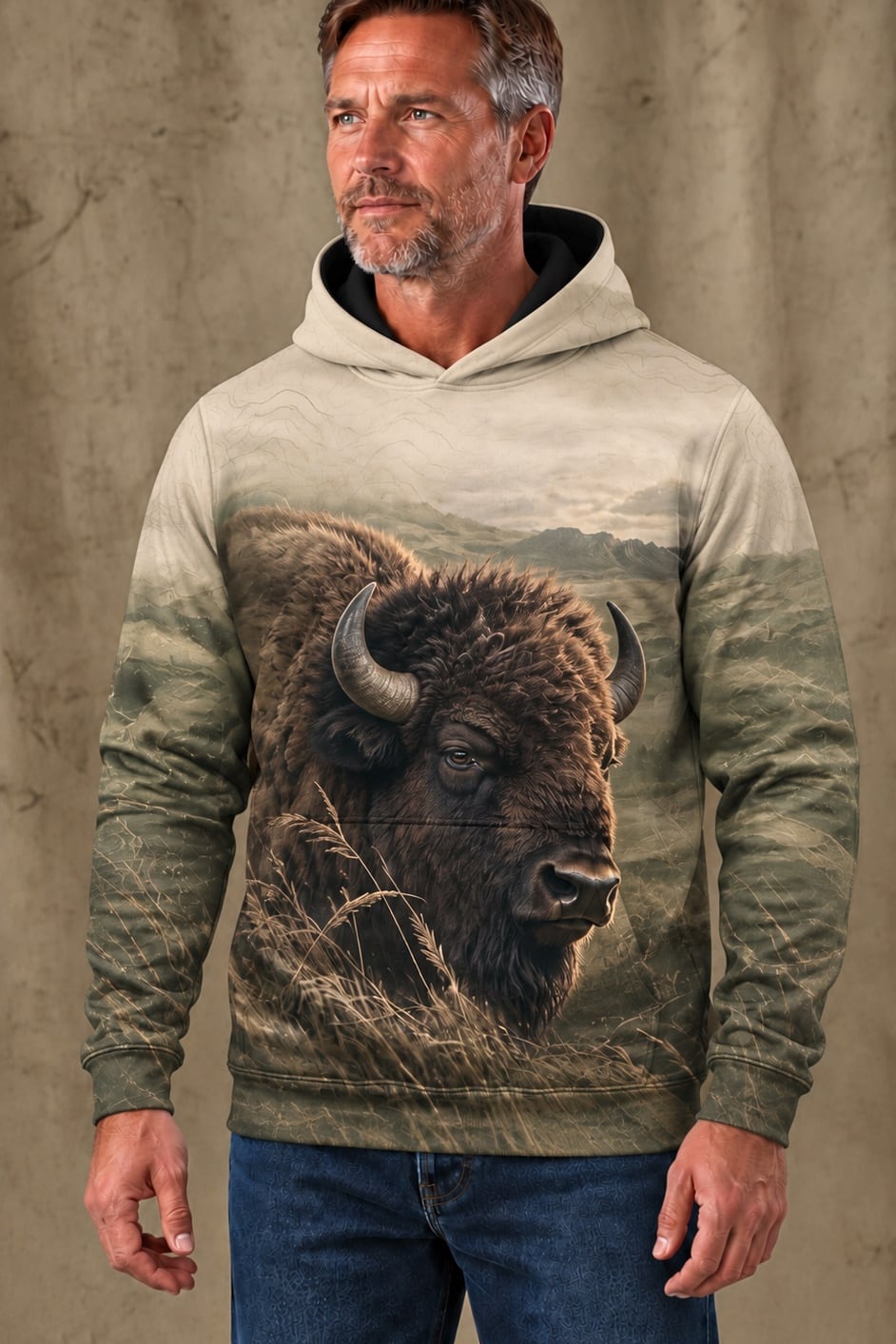 Performance Fleece-Lined Hoodie - Golden Prairie Bison image 3