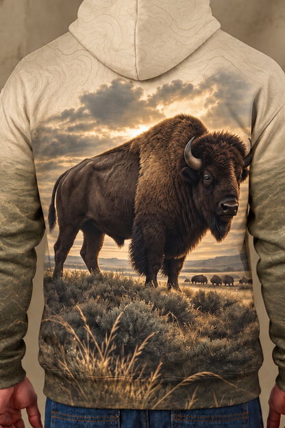 Performance Fleece-Lined Hoodie - Golden Prairie Bison image 4