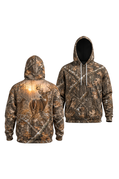 Performance Fleece-Lined Hoodie – Golden Sunrise Whitetail image 1