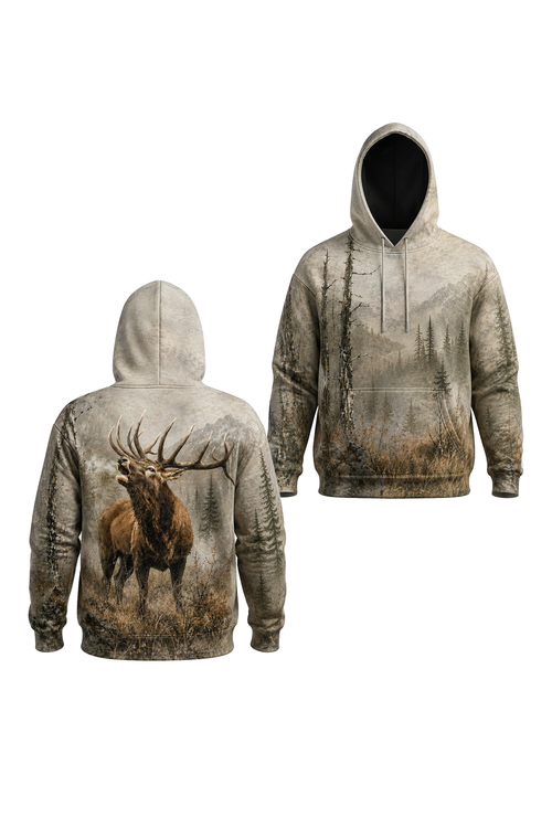 Performance Fleece-Lined Hoodie - Majestic Elk Mountain Bugle image 1