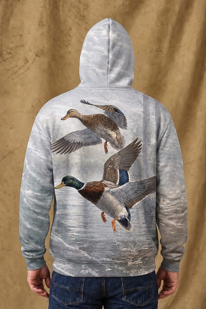 Performance Fleece-Lined Hoodie _–_ Misty Wetland Mallard Duo image 2