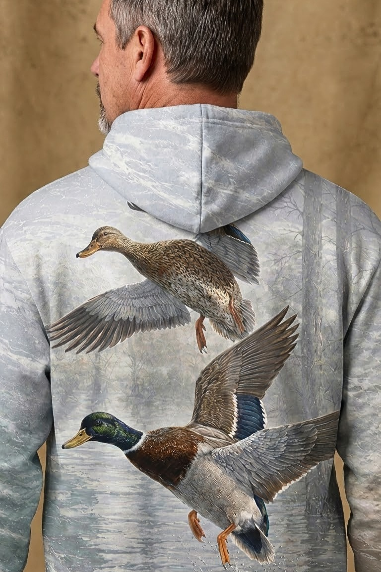 Performance Fleece-Lined Hoodie _–_ Misty Wetland Mallard Duo image 4