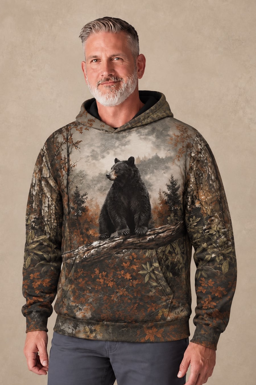 Performance Fleece-Lined Hoodie - Autumn Forest Black Bear Watch image 3