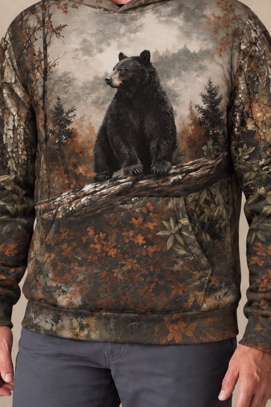 Performance Fleece-Lined Hoodie - Autumn Forest Black Bear Watch image 4