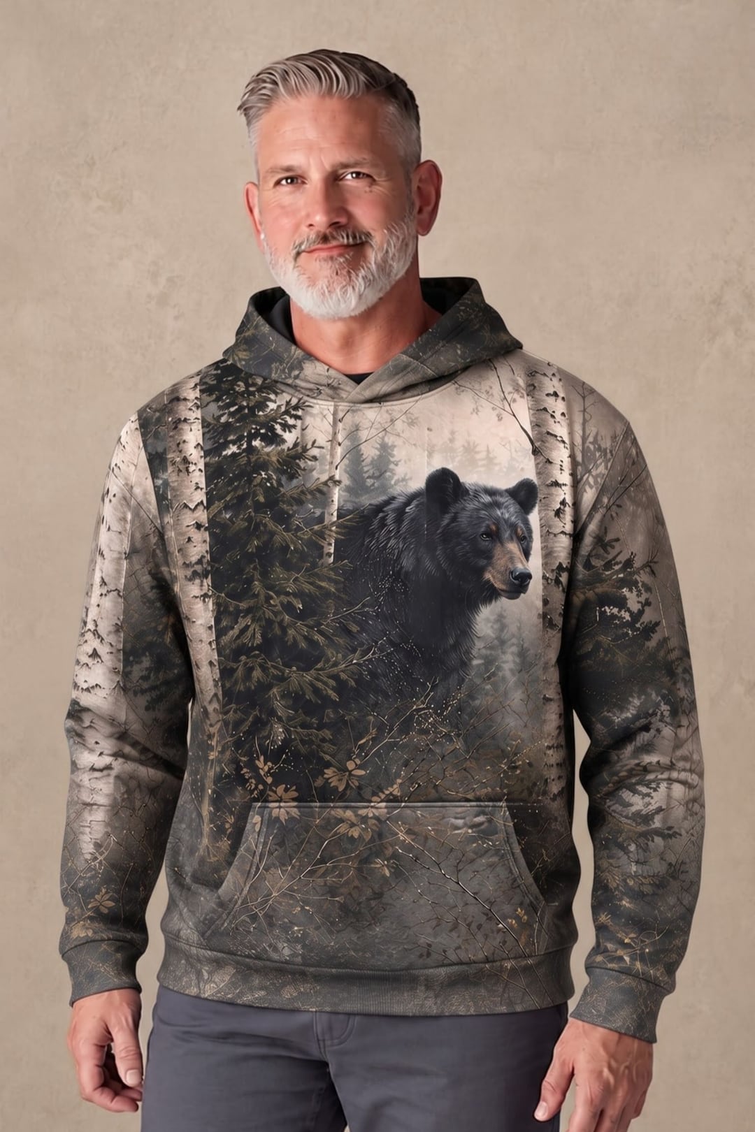 Performance Fleece-Lined Hoodie - Birch Forest Black Bear Prowl image 2