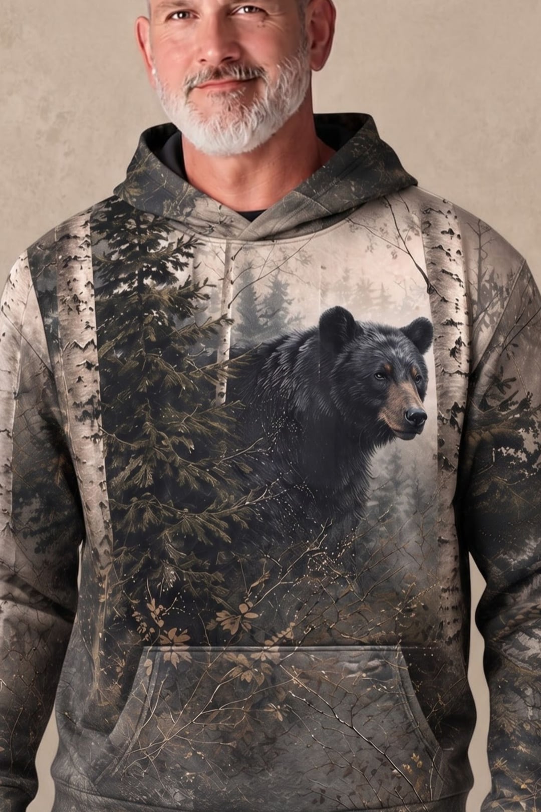 Performance Fleece-Lined Hoodie - Birch Forest Black Bear Prowl image 4