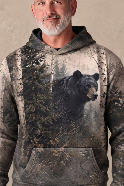 Performance Fleece-Lined Hoodie - Birch Forest Black Bear Prowl image 4