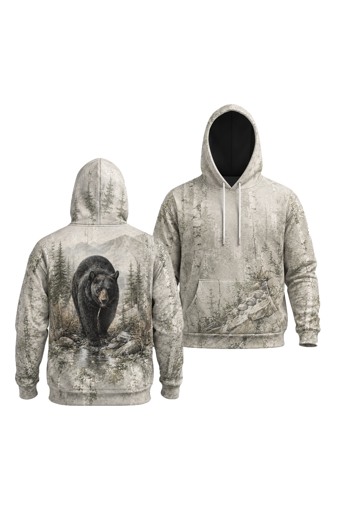 Performance Fleece-Lined Hoodie - Mountain Stream Black Bear Crossing image 1