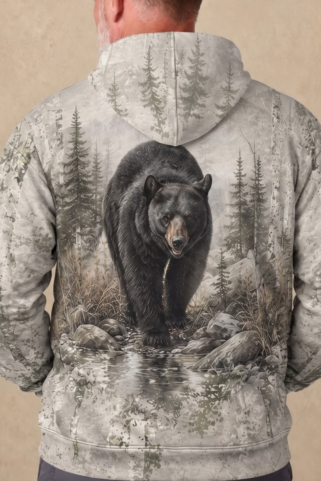 Performance Fleece-Lined Hoodie - Mountain Stream Black Bear Crossing image 4