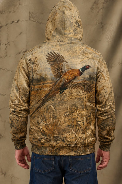 Performance Fleece-Lined Hoodie - Golden Cornfield Pheasant Flush image 2
