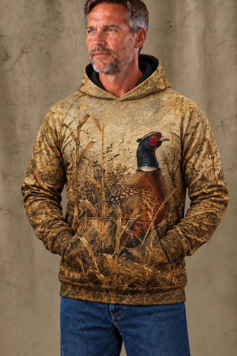 Performance Fleece-Lined Hoodie - Golden Cornfield Pheasant Flush image 3