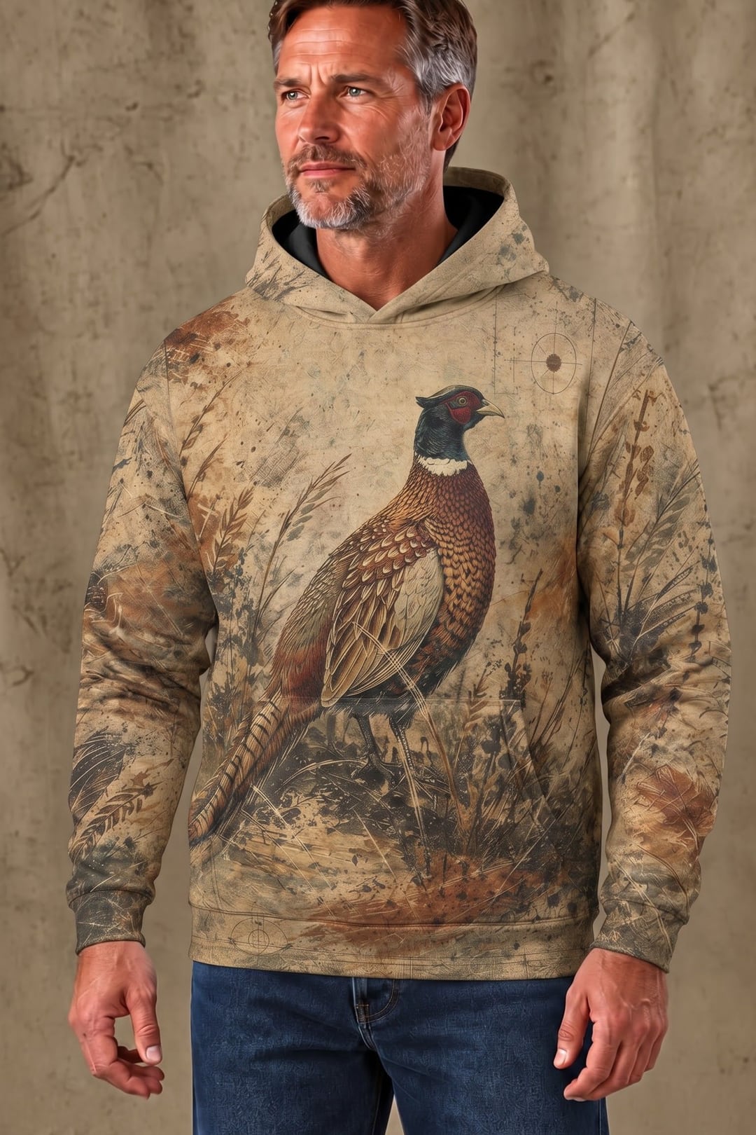 Performance Fleece-Lined Hoodie _–_ Vintage Grassland Pheasant Quest image 2