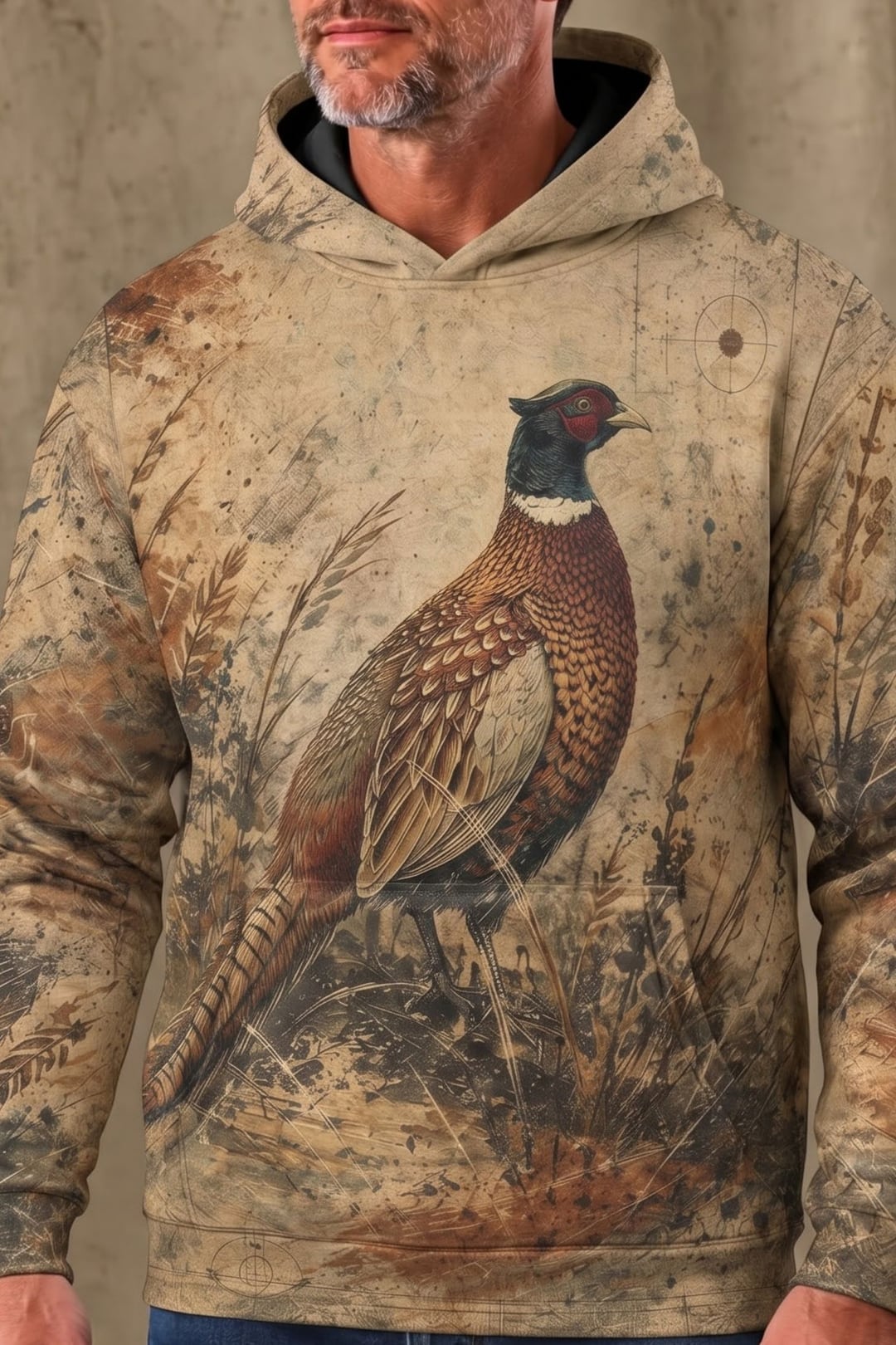 Performance Fleece-Lined Hoodie _–_ Vintage Grassland Pheasant Quest image 4