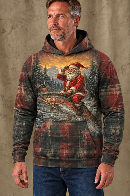 Performance Fleece-Lined Hoodie - Christmas Trout Yuletide image 3