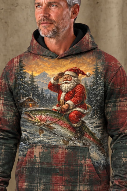Performance Fleece-Lined Hoodie - Christmas Trout Yuletide image 4