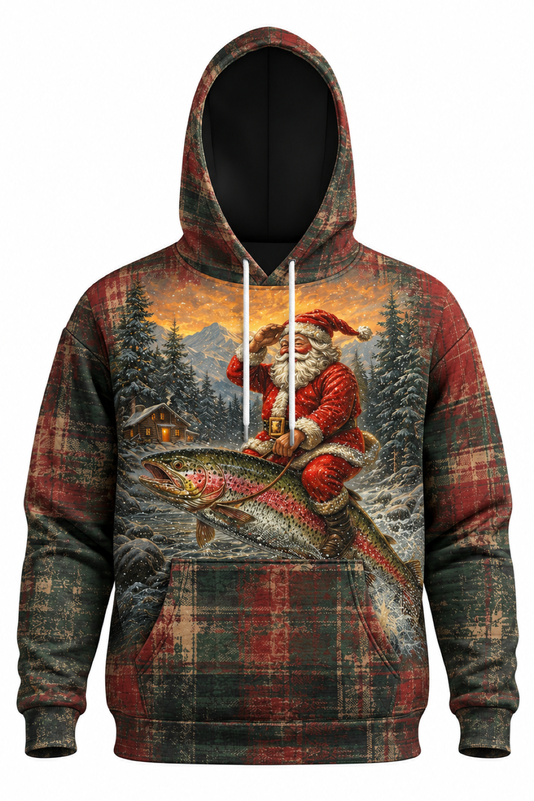 Performance Fleece-Lined Hoodie - Christmas Trout Yuletide image 6