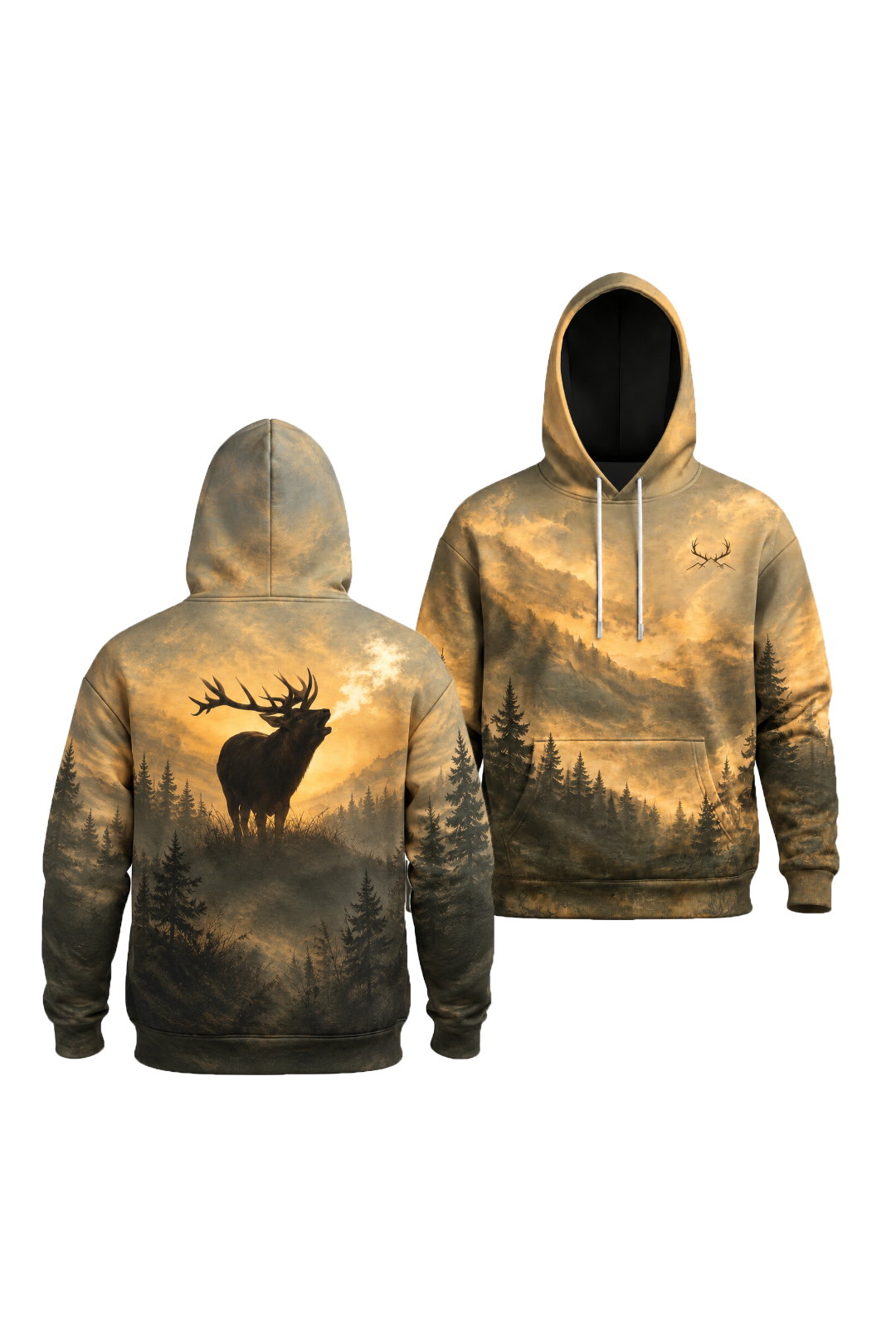 Performance Fleece-Lined Hoodie – Misty Pine Elk Roar image 1