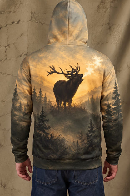 Performance Fleece-Lined Hoodie – Misty Pine Elk Roar image 2