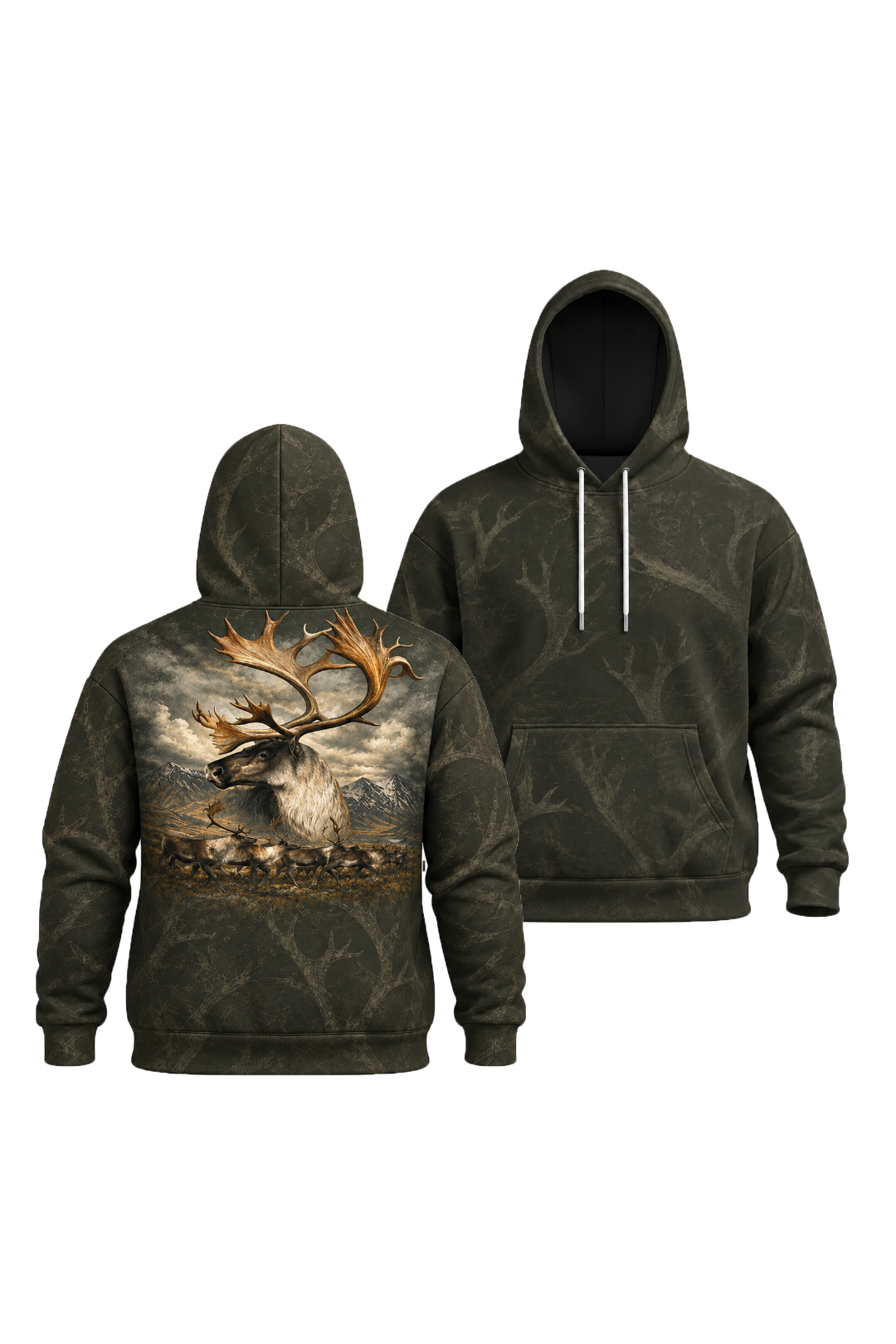 Performance Fleece-Lined Hoodie - Mountain Caribou Migration image 1