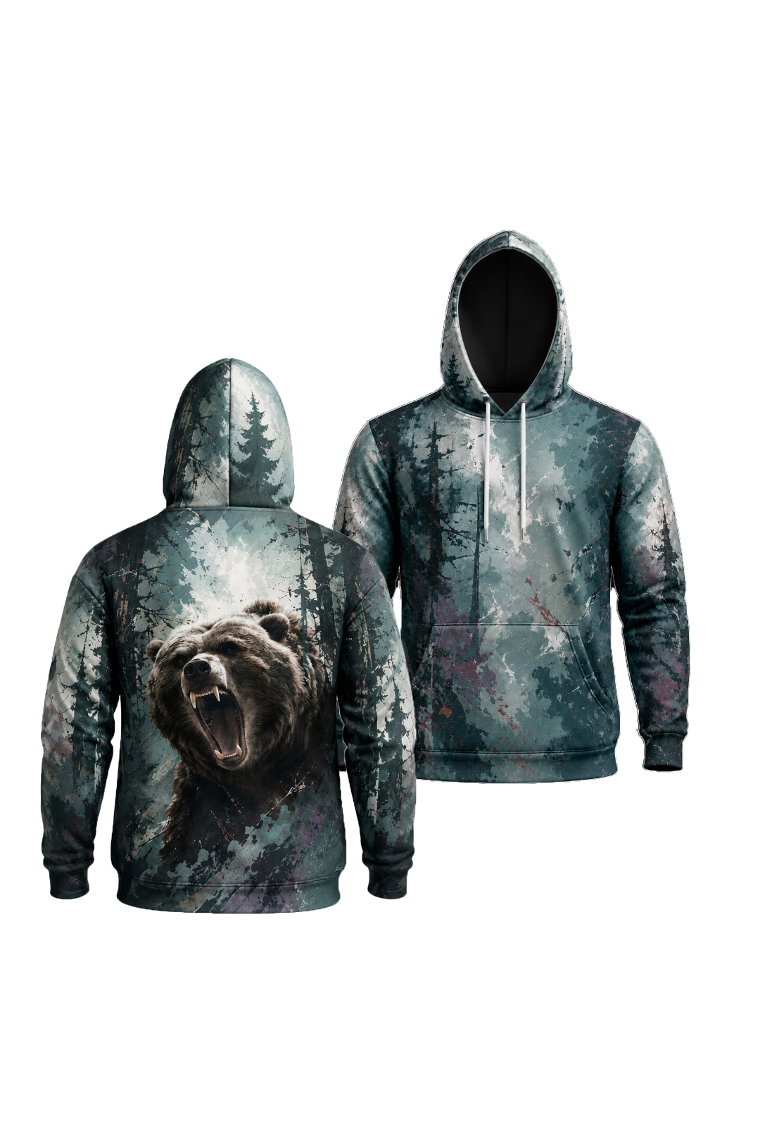 Performance Fleece-Lined Hoodie - Shadow Forest Grizzly Fury image 1