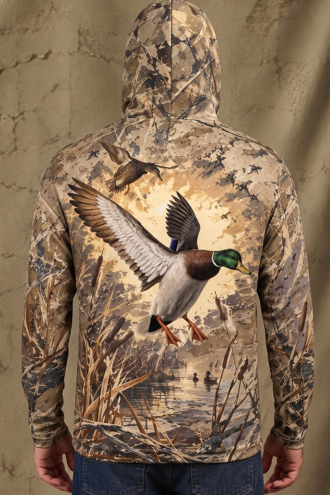 Performance Fleece-Lined Hoodie _–_ Golden Cattail Mallard Descent image 2