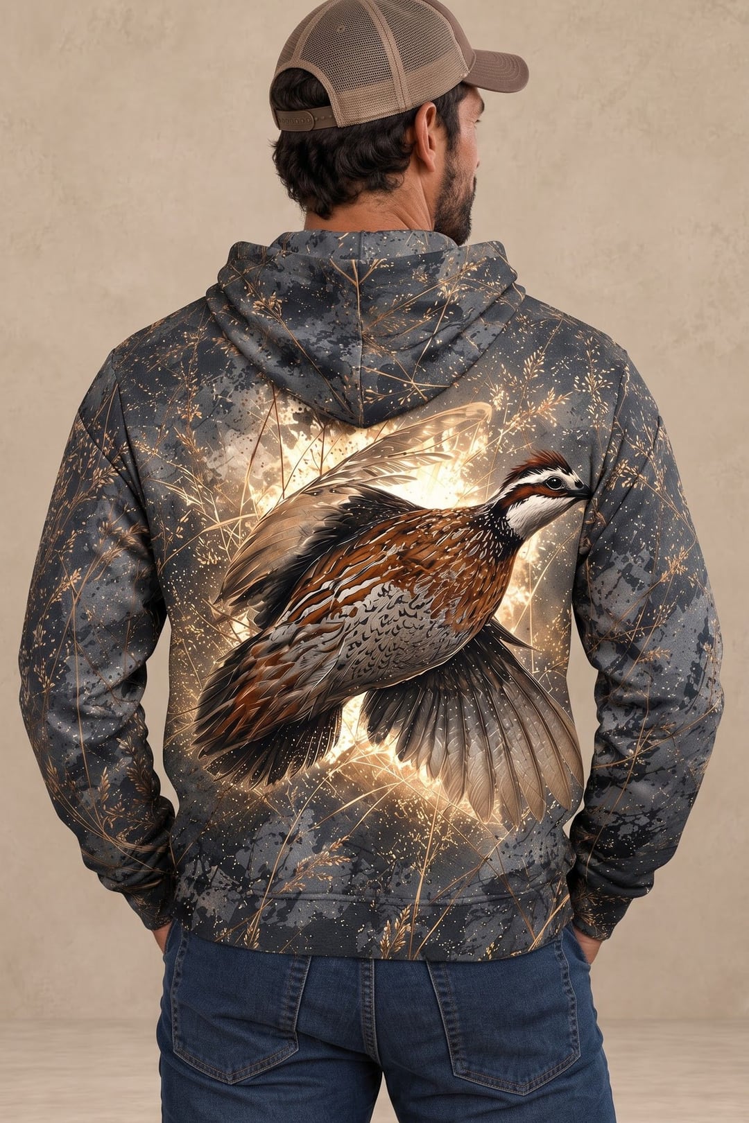 Performance Fleece-Lined Hoodie - Charcoal Brush Quail Ascent image 2