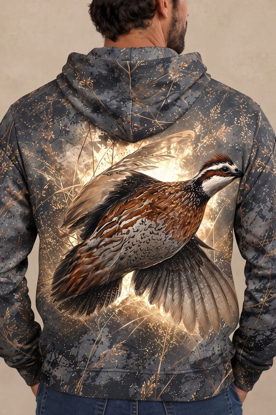 Performance Fleece-Lined Hoodie - Charcoal Brush Quail Ascent image 4