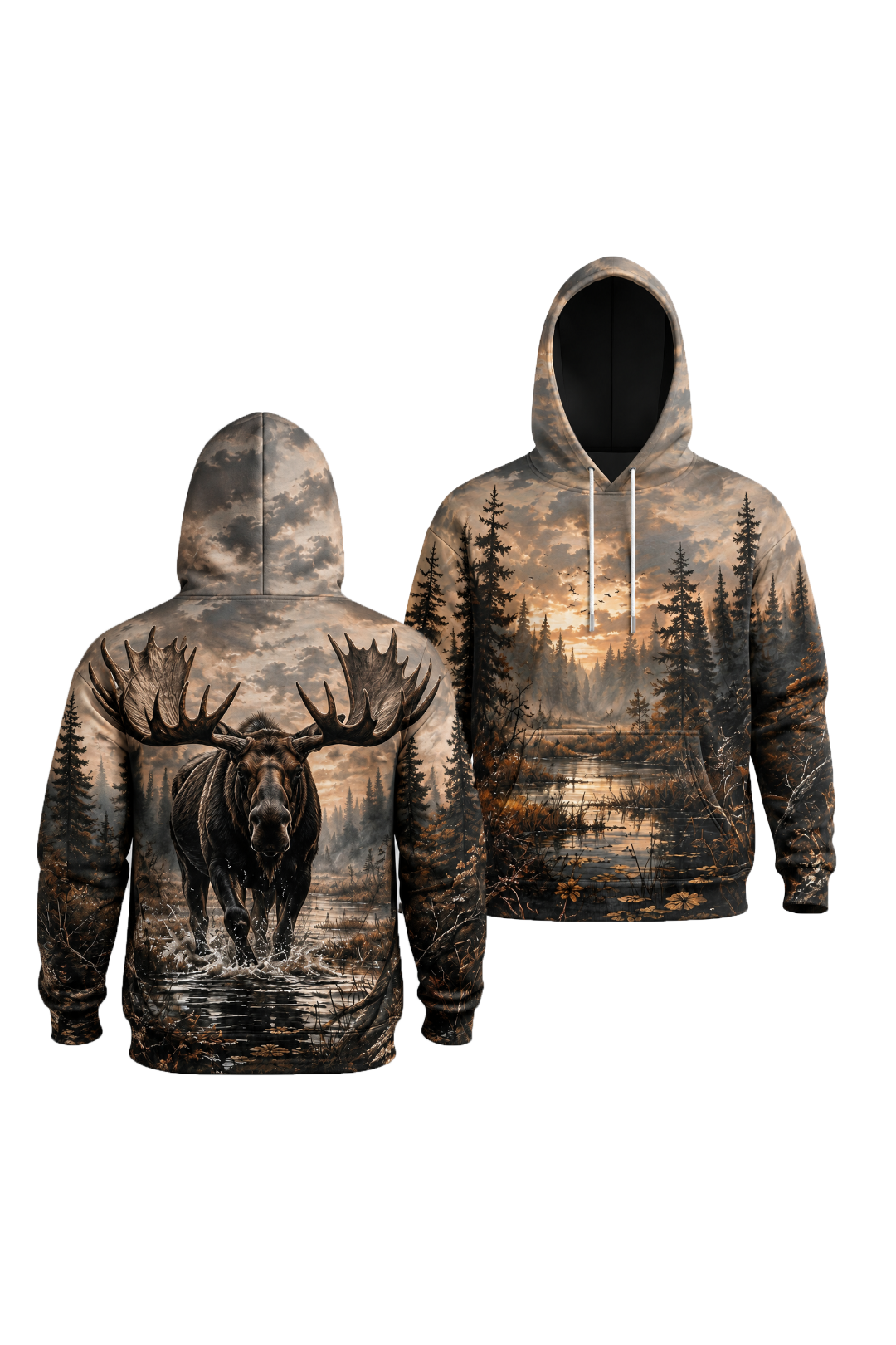 Performance Fleece-Lined Hoodie - Twilight Marsh Moose Charge image 1