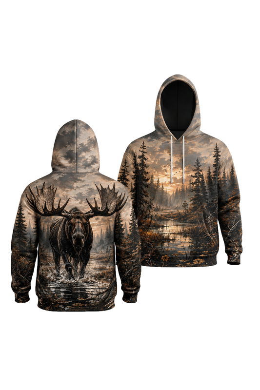 Performance Fleece-Lined Hoodie - Twilight Marsh Moose Charge image 1