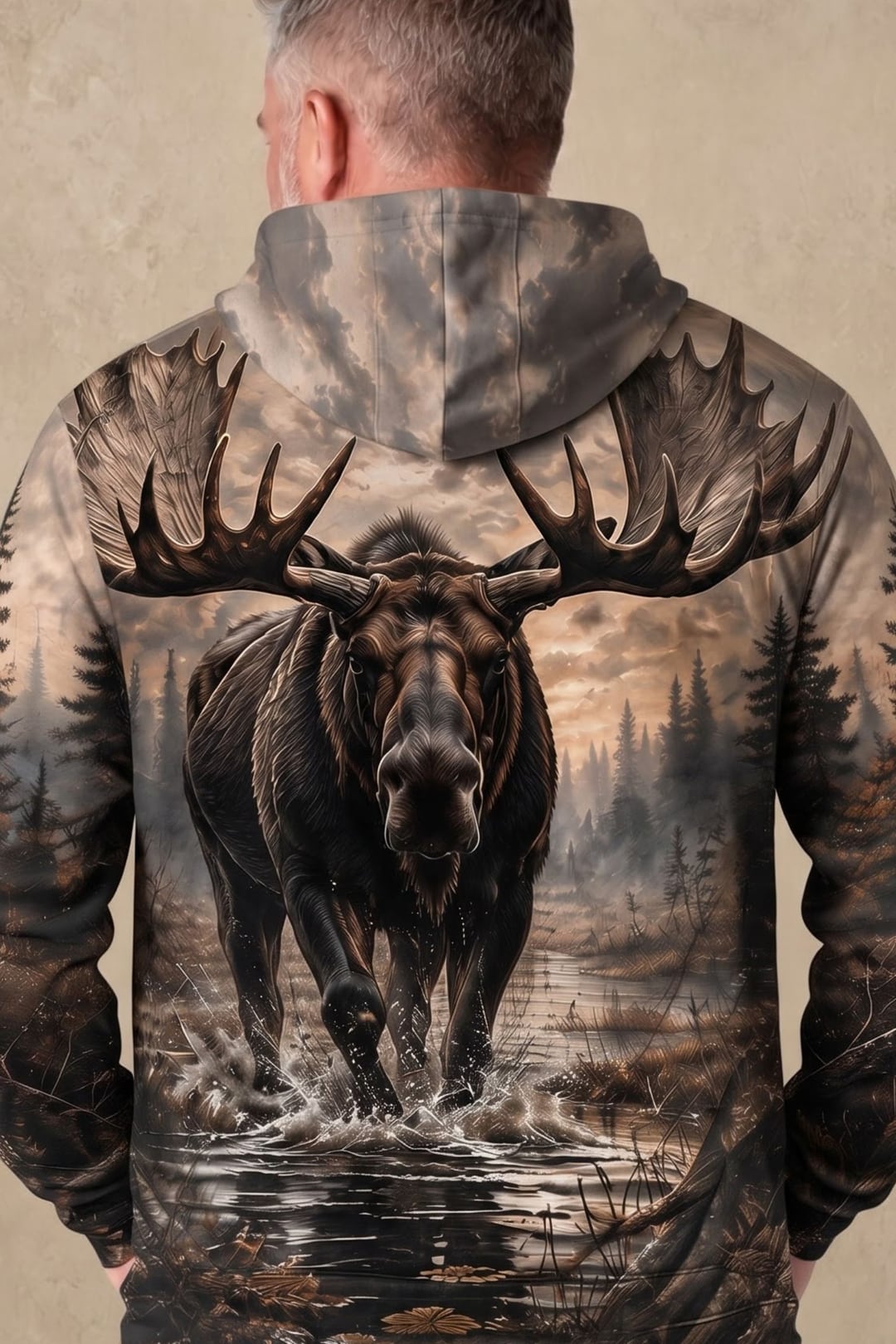 Performance Fleece-Lined Hoodie - Twilight Marsh Moose Charge image 4
