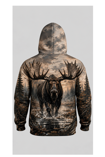 Performance Fleece-Lined Hoodie - Twilight Marsh Moose Charge image 5