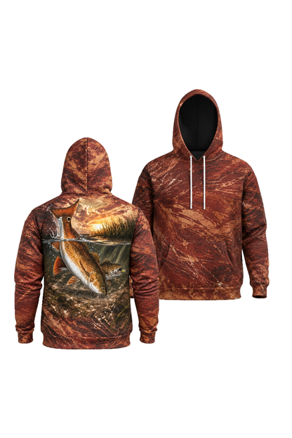 Performance Fleece-Lined Hoodie - Sunset Marsh Redfish Breach image 1
