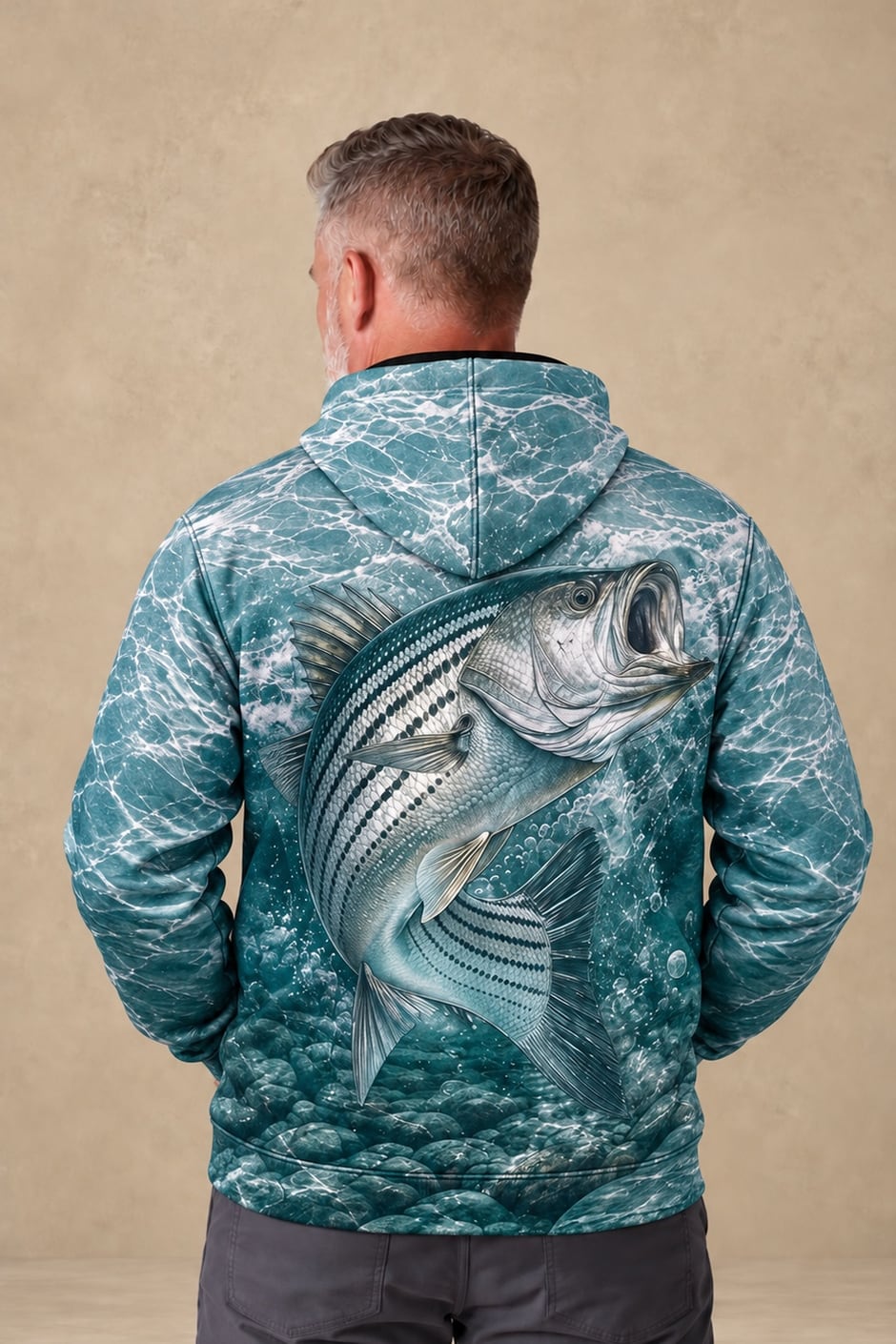 Performance Fleece-Lined Hoodie - Rocky Water Striped Bass Strike image 2