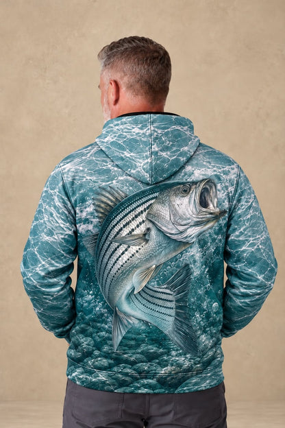 Performance Fleece-Lined Hoodie - Rocky Water Striped Bass Strike image 2