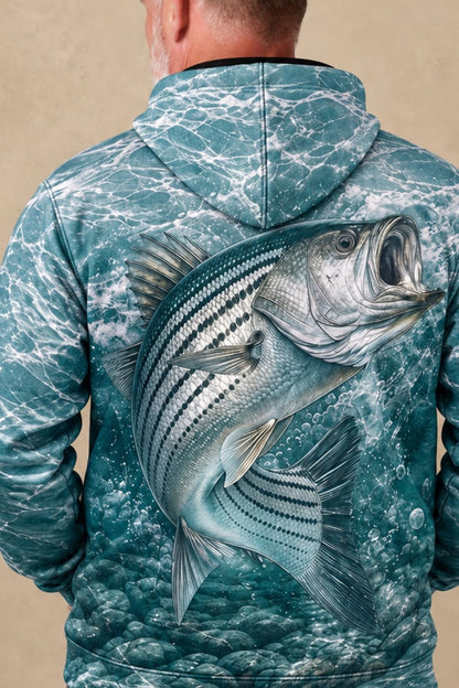 Performance Fleece-Lined Hoodie - Rocky Water Striped Bass Strike image 4