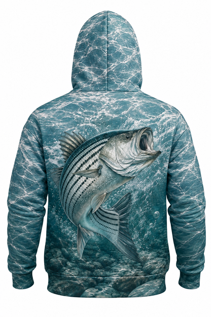 Performance Fleece-Lined Hoodie - Rocky Water Striped Bass Strike image 5