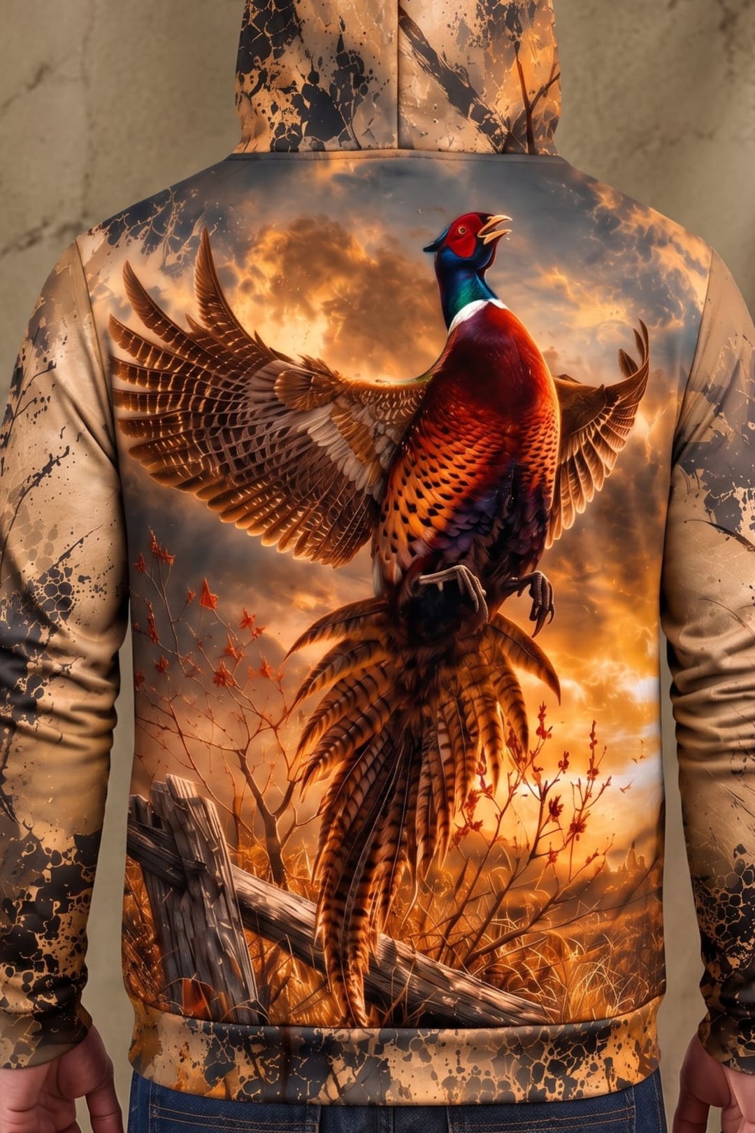 Performance Fleece-Lined Hoodie - Autumn Prairie Pheasant Flight image 4