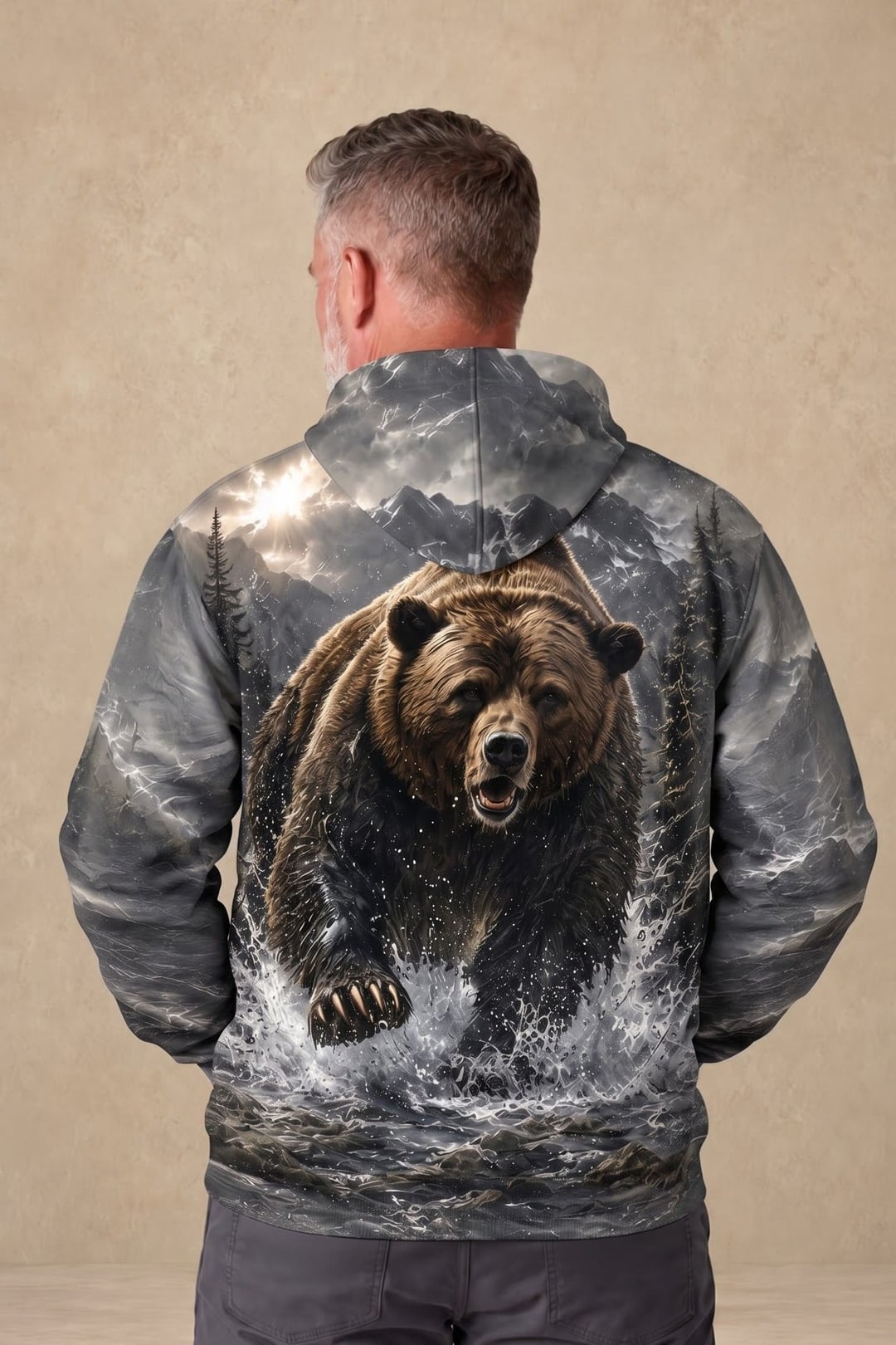 Performance Fleece-Lined Hoodie - Mountain Ridge Grizzly Charge image 2