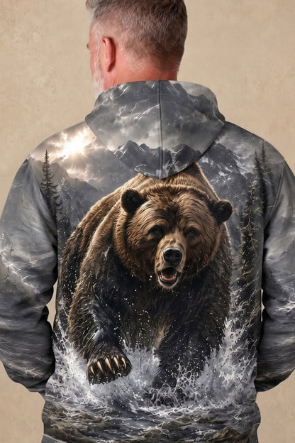 Performance Fleece-Lined Hoodie - Mountain Ridge Grizzly Charge image 4