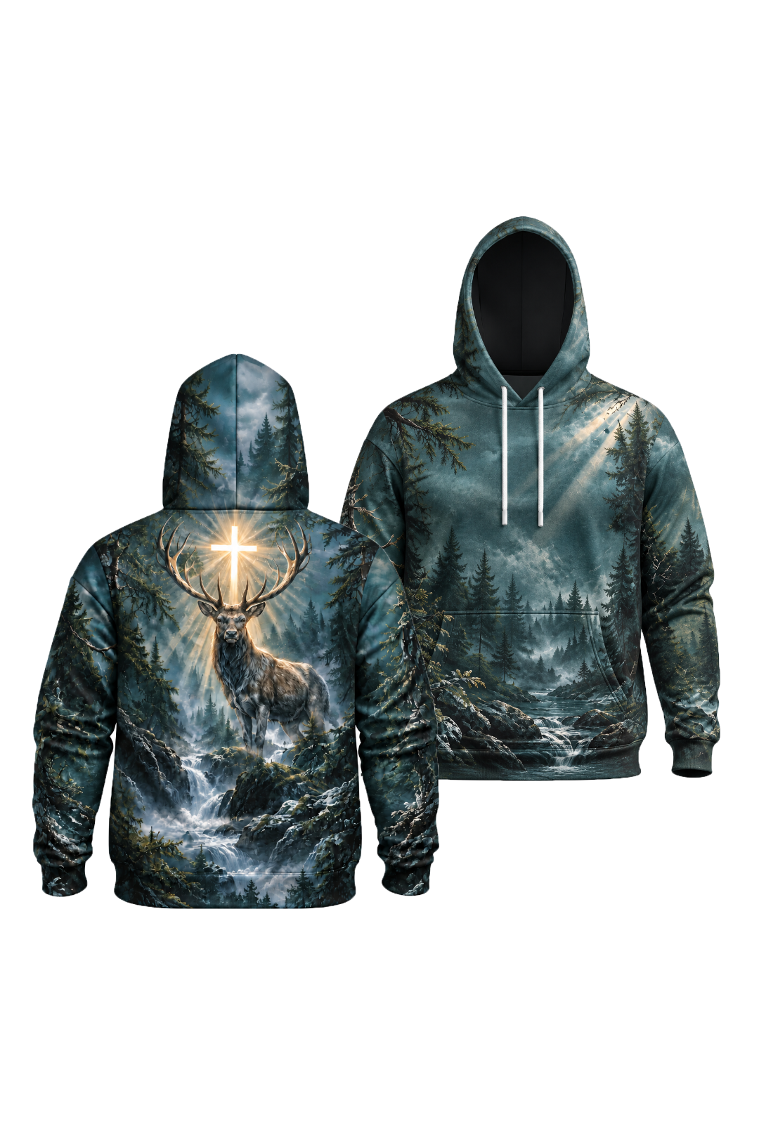 Performance Fleece-Lined Hoodie - Radiant Crown Pine Cascade image 1