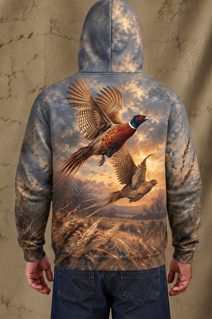Performance Fleece-Lined Hoodie – Prairie Ember Pheasant Flight image 2