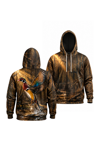 Performance Fleece-Lined Hoodie - Golden Timber Wood Duck Takeoff image 1