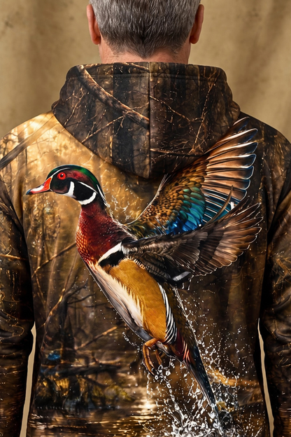 Performance Fleece-Lined Hoodie - Golden Timber Wood Duck Takeoff image 4